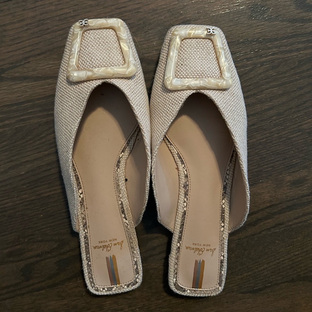 Sam Edelman flat mules khaki colored